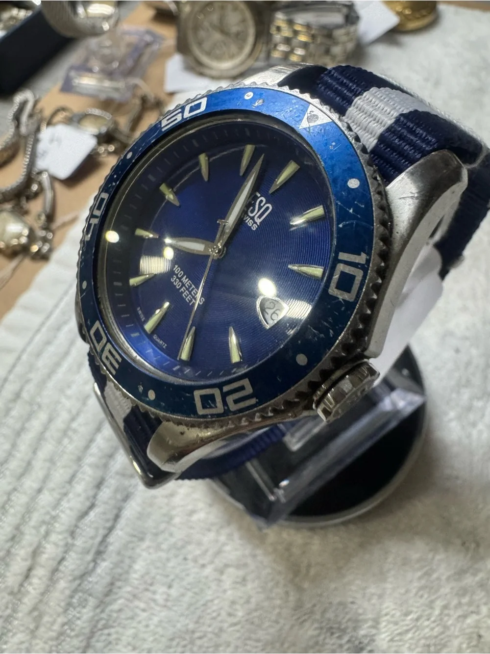 ESQ Swiss Men's Blue Dive Watch - 100 Meters